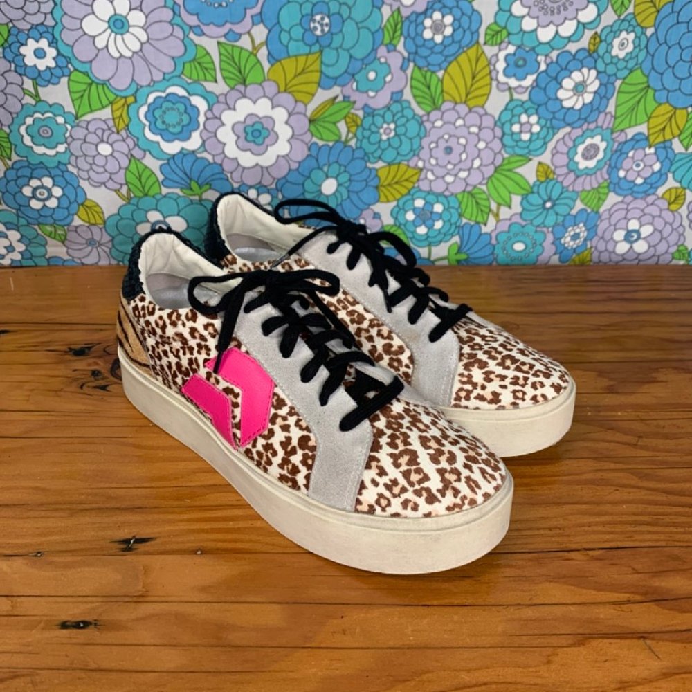Dolce Vita Animal Print Platform Sneakers Size:8
